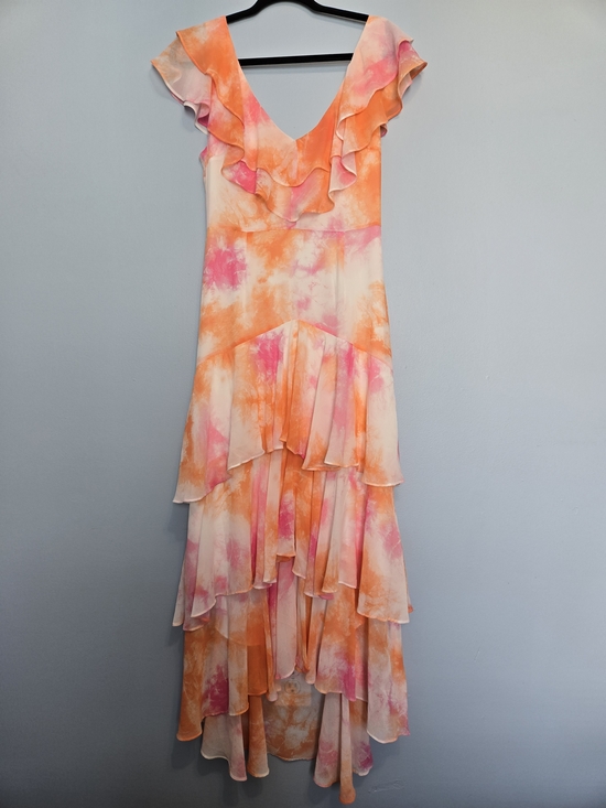 Wayf Dresses & Skirts - Wayf Chelsea Tiered Ruffle Maxi Dress Passion Tie Dye Orange & Pink